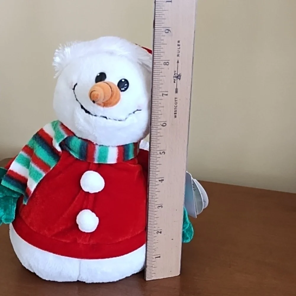Singing Snowman Toy 8.5 x 6 Inches AA Batteries Included Holiday Red Green White